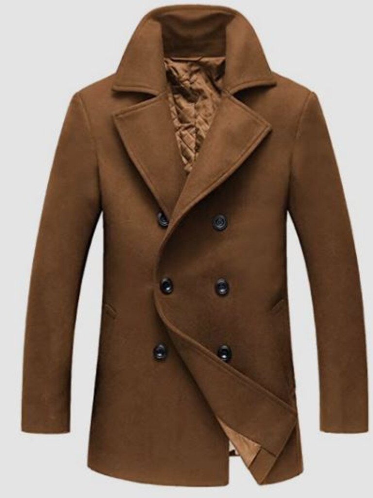 Classic Double Breasted Wool Blend Pea Coat.