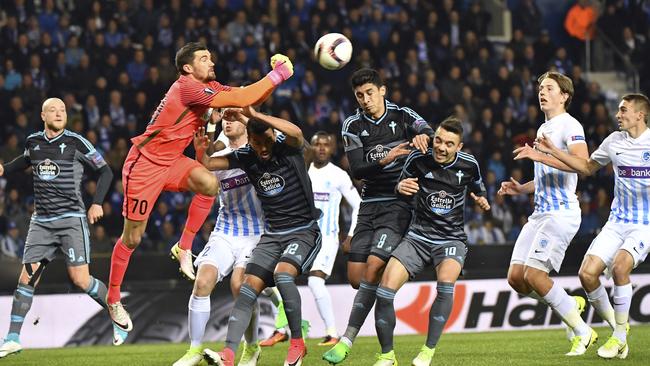 Genk's goalkeeper Mathew Ryan against Celta Vigo in the Europa League.