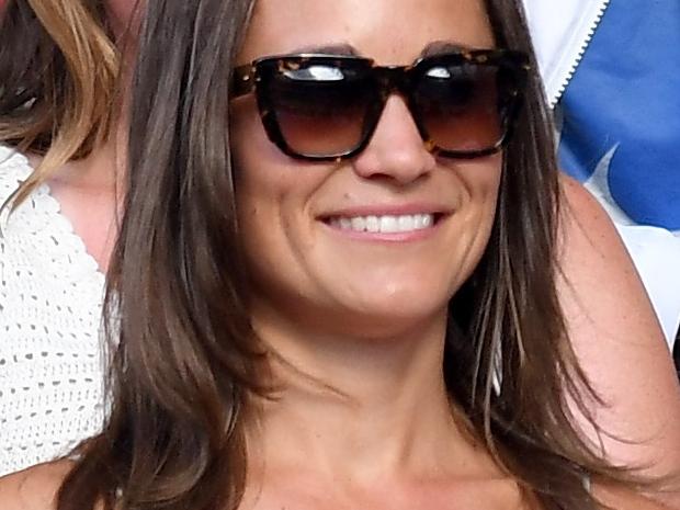 LONDON, ENGLAND - JULY 10:  Pippa Middleton (L) and guest attend day seven of the Wimbledon Tennis Championships at the All England Lawn Tennis and Croquet Club on July 10, 2017 in London, United Kingdom.  (Photo by Karwai Tang/WireImage)