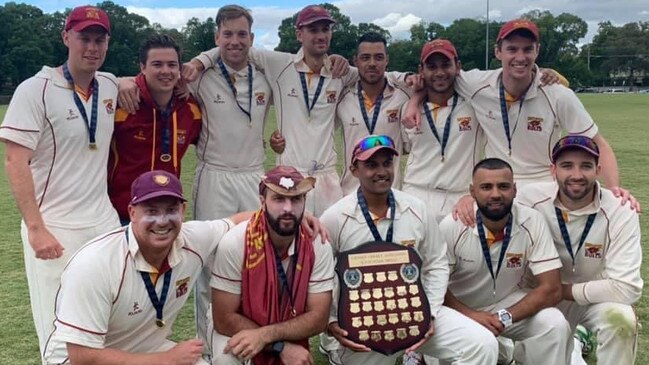 North Balwyn celebrates its ECA Dunstan Shield premiership in 2019-20. Picture: Supplied