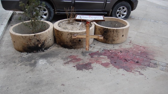 More blood left behind after terrorists carry out an attack on the Serena Hotel in Kabul, 2008. Picture: News Corp Network