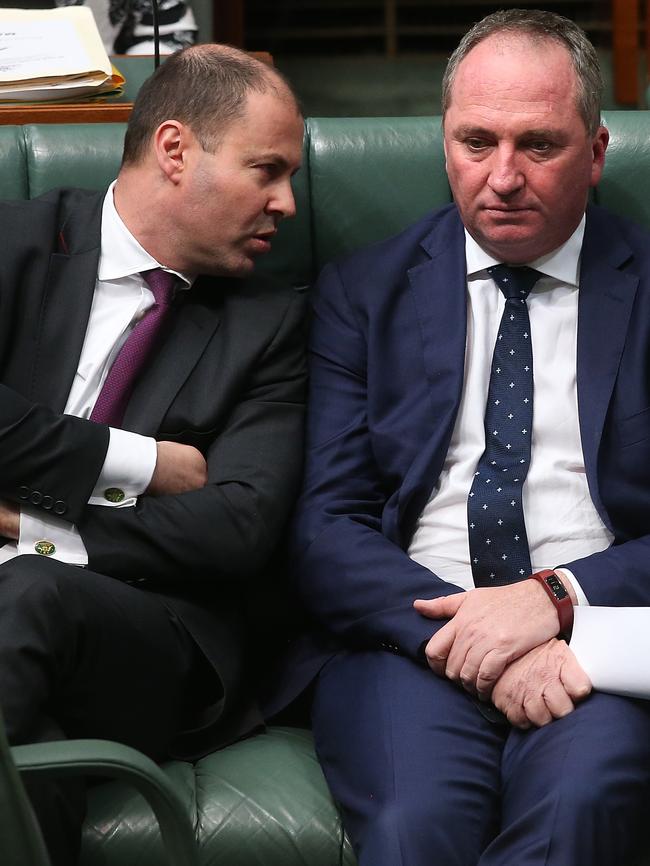 Josh Frydenberg, pictured with Barnaby Joyce, could be a Hungarian citizen. Picture Kym Smith