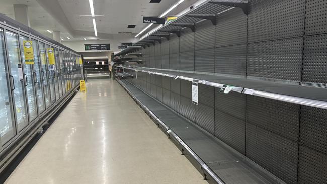 After more flooding again disrupted supply lines shelves in supermarkets across Cairns were again left empty. Photo: Dylan Nicholson