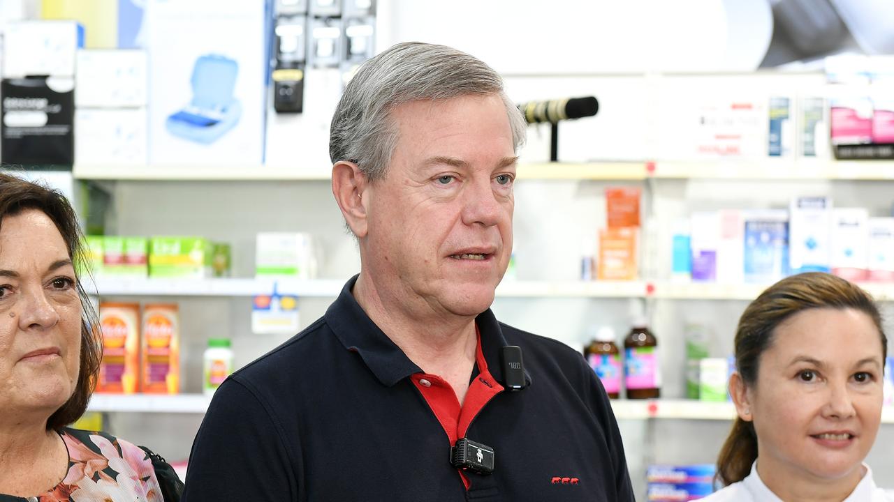 MP Natalie Marr, Minister for Health and Ambulance Services Tim Nicholls and Pharmacist and proprietor Cate's chemist, Cate Whalan. Picture: Shae Beplate.