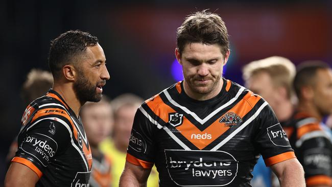 Benji Marshall says Chris Lawrence is the heart and soul of the Wests Tigers. Picture: Cameron Spencer/Getty Images