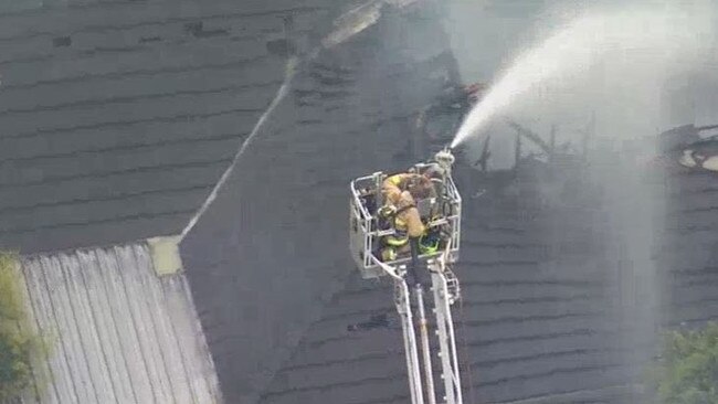 Emergency services were called to a fire at a bowling club on Westbourne Street in Drummoyne just after 1.30pm today. Picture: Seven News