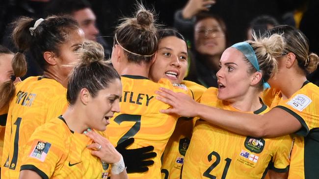 The Matildas’ brand value has skyrocketed after their success at the World Cup. (Photo by FRANCK FIFE / AFP)