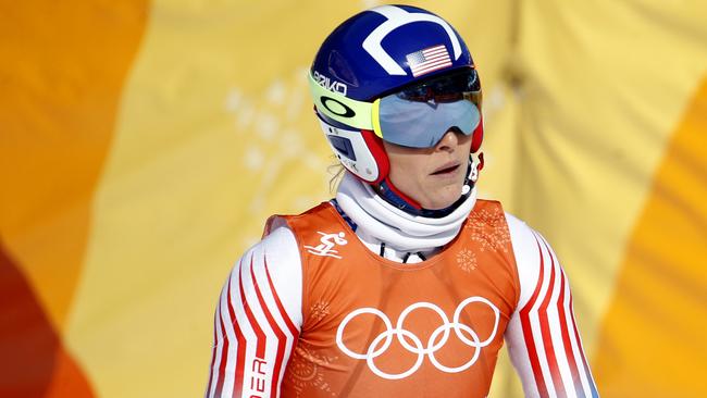 Lindsey Vonn finished a disappointing sixth in the women’s super G after being one of the favourites to win gold. Picture: AP