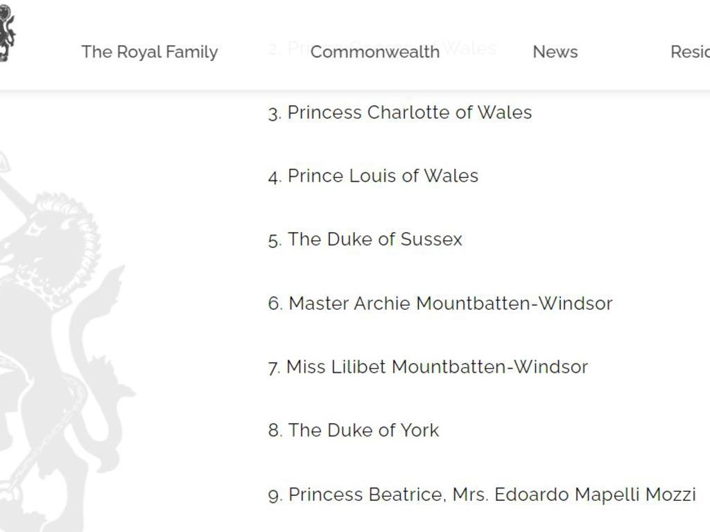 The titles for Archie and Lilibet remained unchanged on the official Royals website.