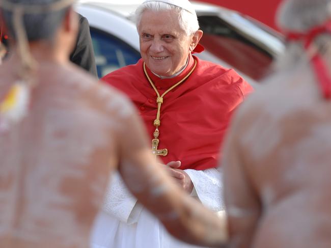 Pope Benedict is welcomed to Sydney during his 2008 visit.