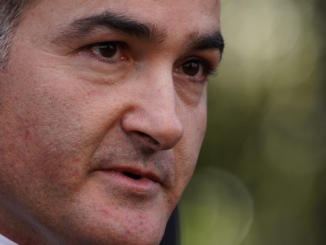 Victorian Minister for Emergency Services James Merlino announces the appointment of Andrew Crisp as the new Emergency Management Commissioner to the media during a press conference at Parliament House in Melbourne, Australia, Wednesday, August 8, 2018. Assistant police commissioner Andrew Crisp takes his new role a day after his predecessor Craig Lapsley resigned. (AAP Image/Stefan Postles) NO ARCHIVING