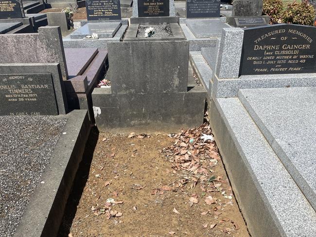 Mr Wilson’s bare unmarked grave in Colac cemetery.