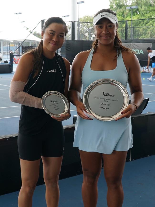 Lizette Cabrera and Destanee Aiava. Picture: Tennis Queensland