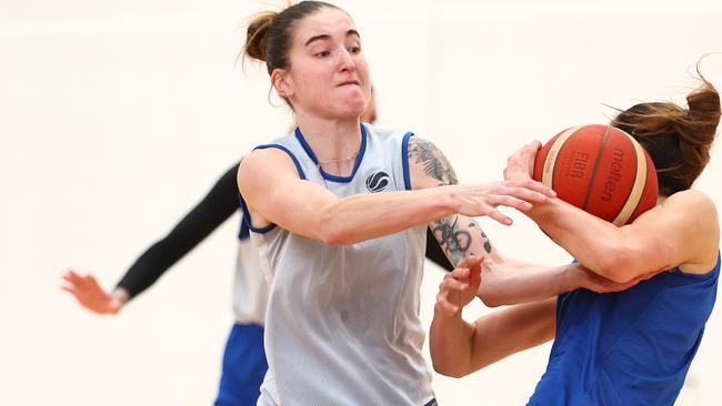 Opals bench forward Anneli Maley is happy, healthy and successful. Yet she nearly quit basketball before she’d finished school, after a terrifying episode that put her in a psychiatric ward. Picture: Getty Images