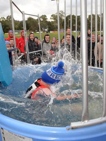 Blackburn president Matt Breen is dunked. Picture: Steve Tanner