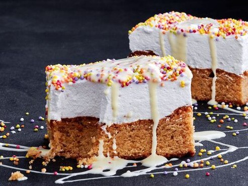 Fairy bread marshmallow slice.