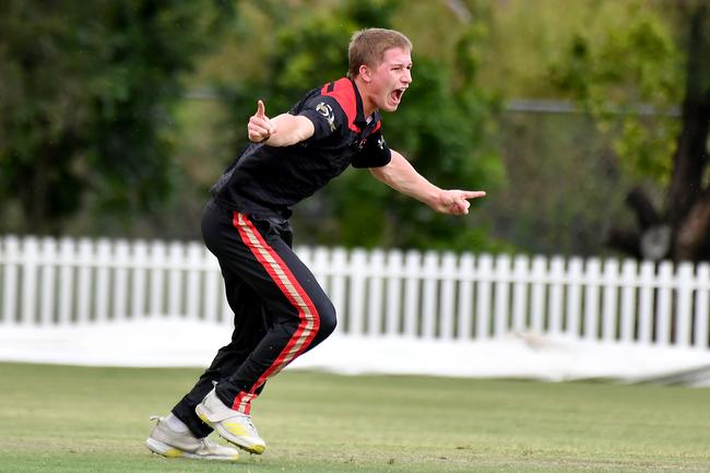 Terrace bowler George Hales GPS First XI cricket between Terrace and Ipswich Grammar School Saturday February 1, 2025. Picture, John Gass