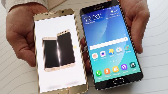 Missing features ... The Samsung Galaxy Note 5 omits some hardware. Picture: AFP PHOTO/DON EMMERT