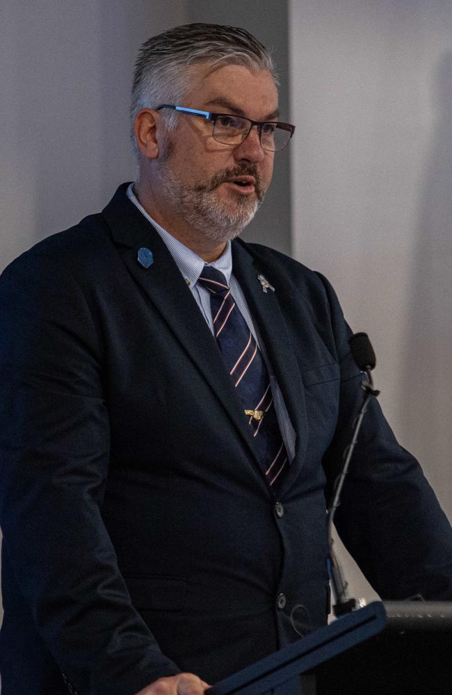 President NT Branch Police Federation of Australia Senior Sergeant Nathan L Finn at the Northern Territory Police Association 2024 Annual Conference at Hilton, Darwin. Picture: Pema Tamang Pakhrin