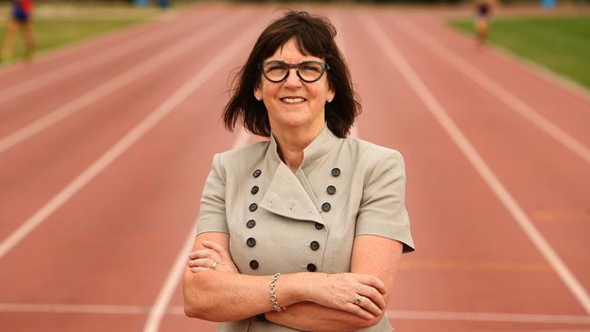 Australian Sports Commission CEO Kate Palmer at the Australian Institute of Sport track in Canberra. Picture: Kym Smith.