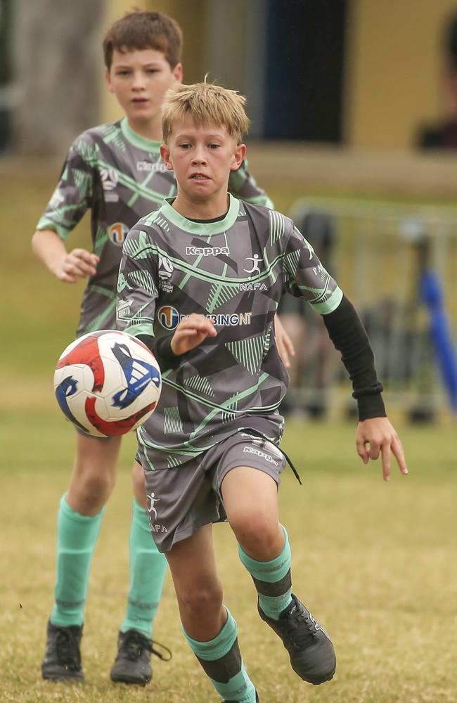 U/12 Football NT (Green Socks) V the FB 9 Academy in the Premier Invitational Football Carnival at Nerang. Picture: Glenn Campbell