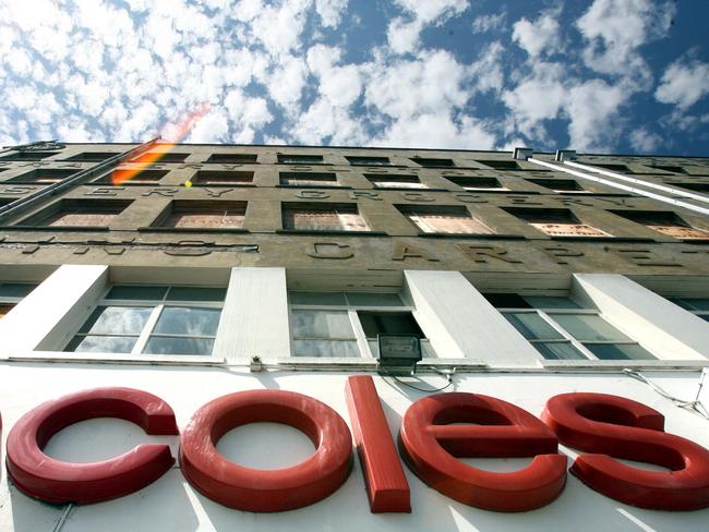 23 Feb 2007 Generic of Coles Supermerket Sign. buildings exterior retail stores shop shops logo logos