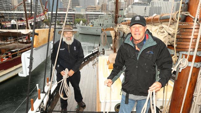 Peter Chubb and Terry Daly getting the boat ready for Sunday’s event. Picture: Rohan Kelly