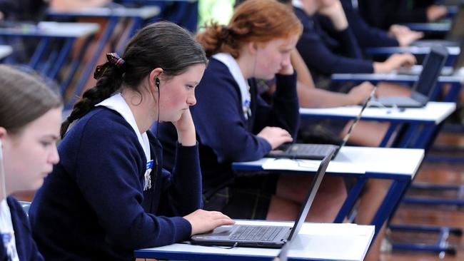 Fairholme College year nine students on NAPLAN testing day.