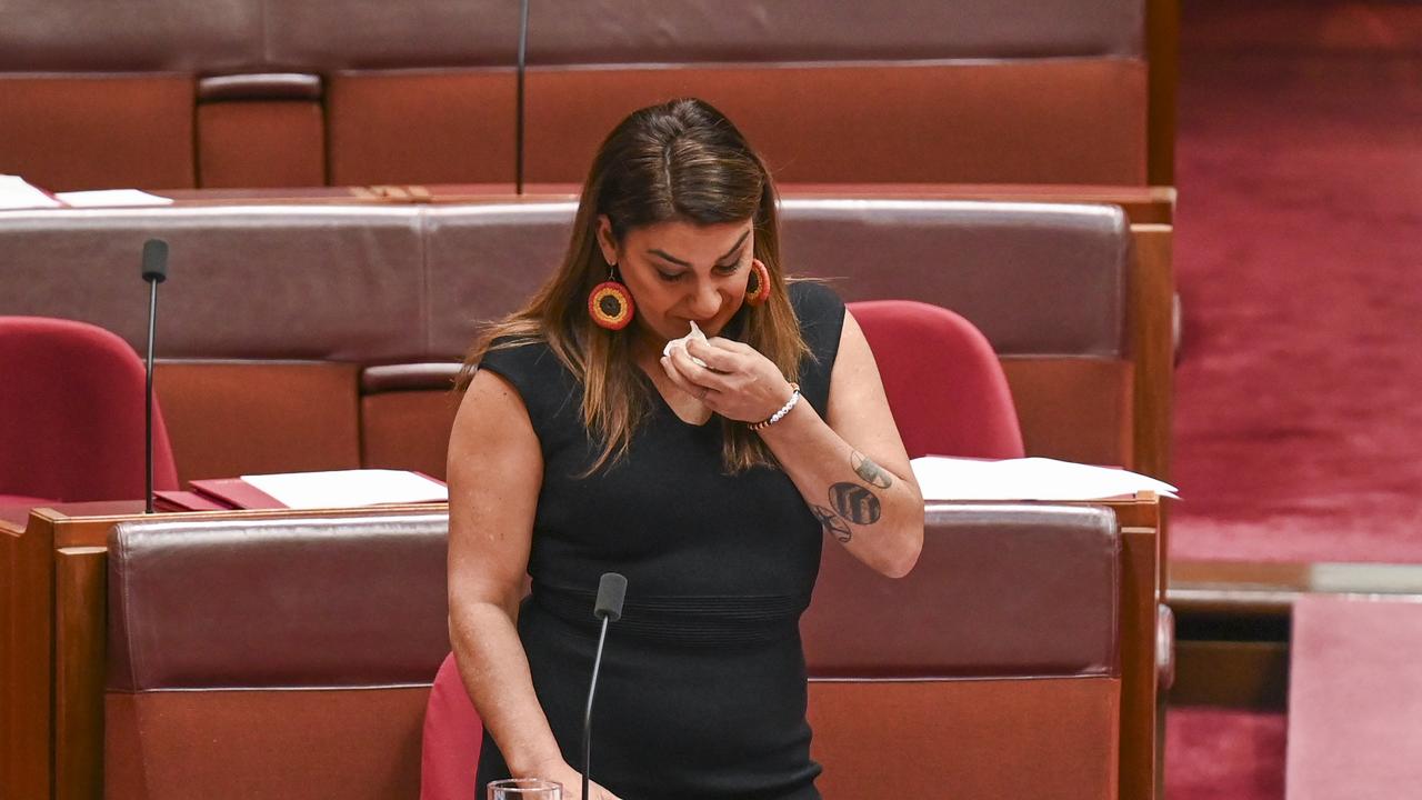 Senator Thorpe addresses the Senate following her allegation that Liberal Senator David Van had been sexually inappropriate towards her at Parliament House. Picture: NCA NewsWire / Martin Ollman