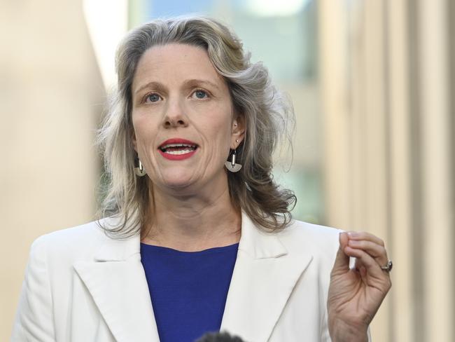 CANBERRA, AUSTRALIA, NewsWire Photos. MARCH 27, 2024: Minister For Home Affairs, Clare O'neil and Minister For Immigration, Citizenship And Multicultural Affairs, Andrew Giles hold a press conference at Parliament House in Canberra. Picture: NCA NewsWire / Martin Ollman