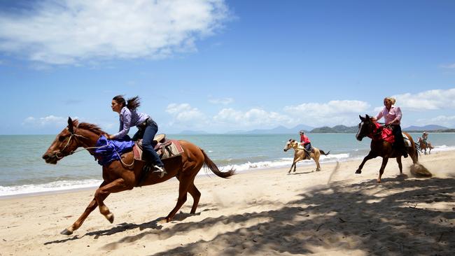 Simone Pringle, 17, races across the line on Chism. Nu Nu restaurant at Palm Cove annual charity luncheon which raises money for FNQ hospital foundation. Picture: Marc McCormack