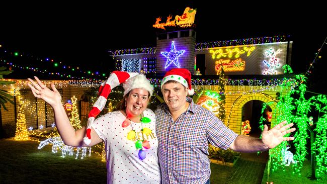 Cristina Liddle and Cliff Wright Christmas Lights at 34 Narelle Crescent, Rochedale South. Picture: Richard Walker