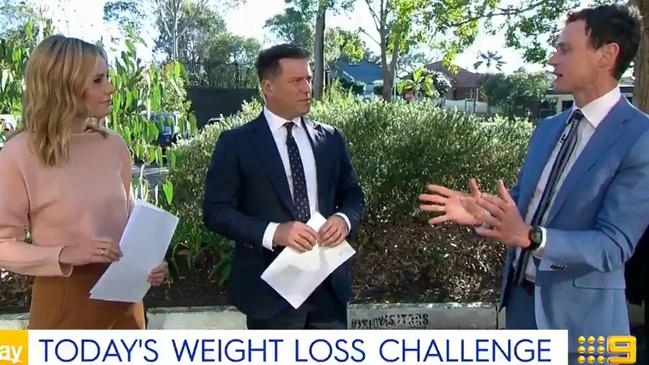 Karl Stefanovic with Ally Langdon and Dr Nick Fuller on the Today show talking about his weight loss.