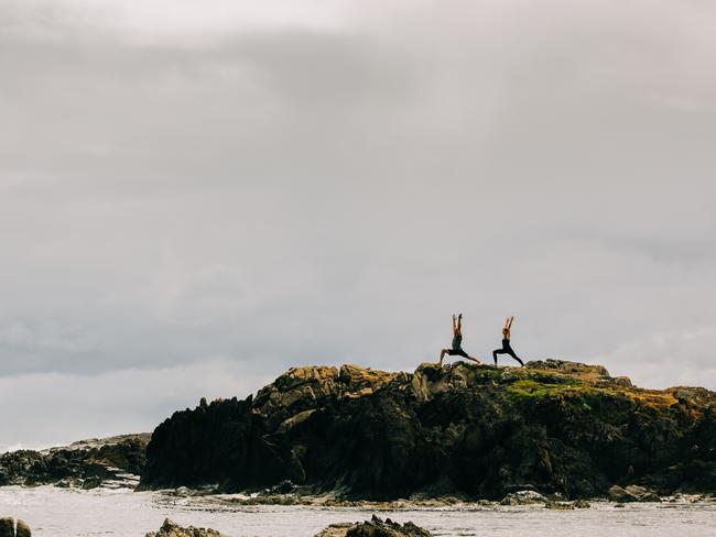 Ettrick Rocks guests enjoy an early morning yoga session. Picture: Adam Gibson