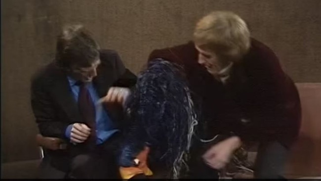 Michael Parkinson interviewing Rod Hull and Emu in 1976.