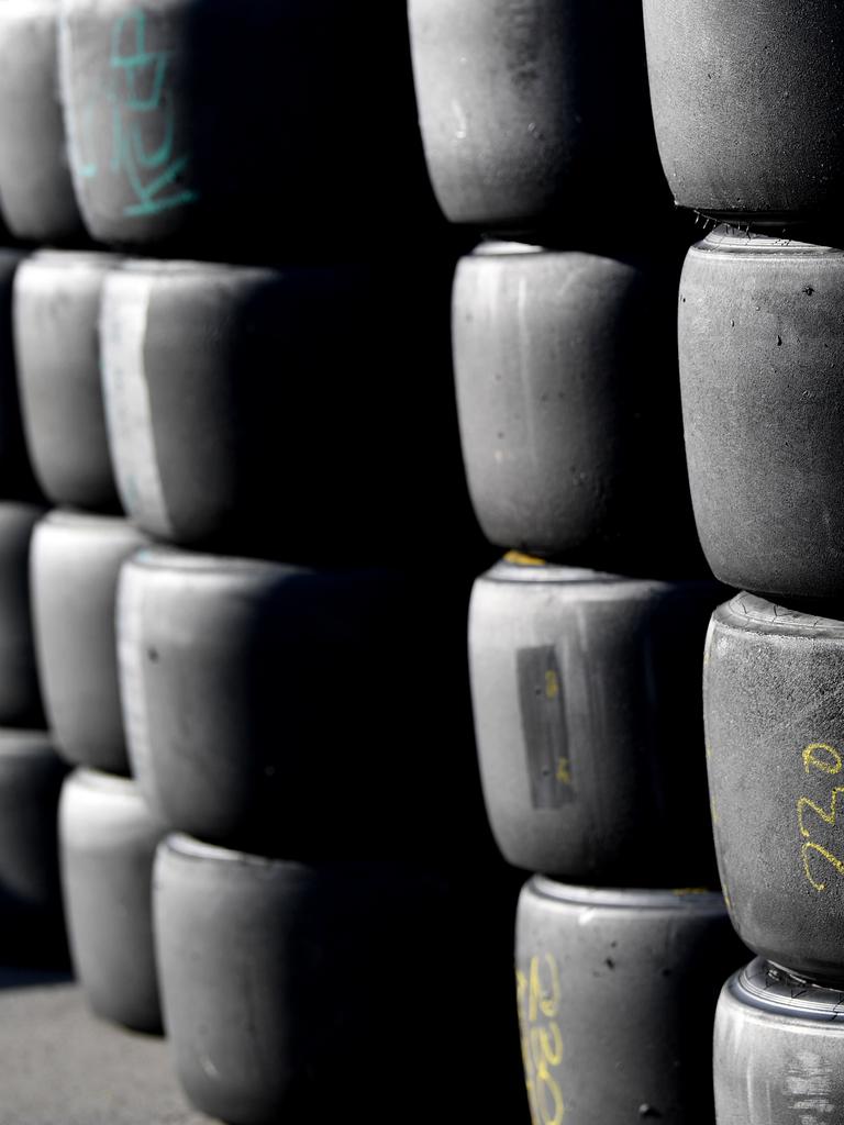 Race tyres at The Bend Motorsport Park in Tailem Bend. AAP Image/David Mariuz