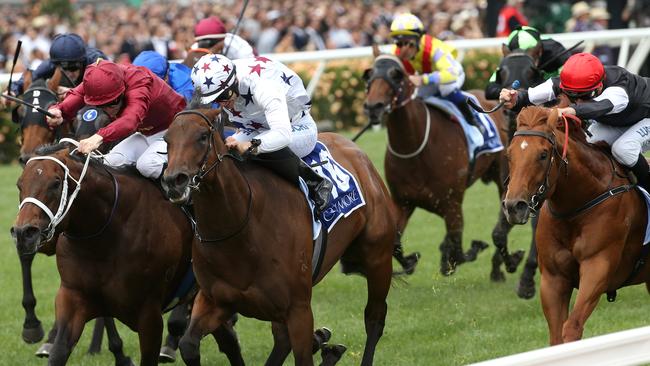 Sunlight takes out the Coolmore Stud Stakes. Picture: AAP