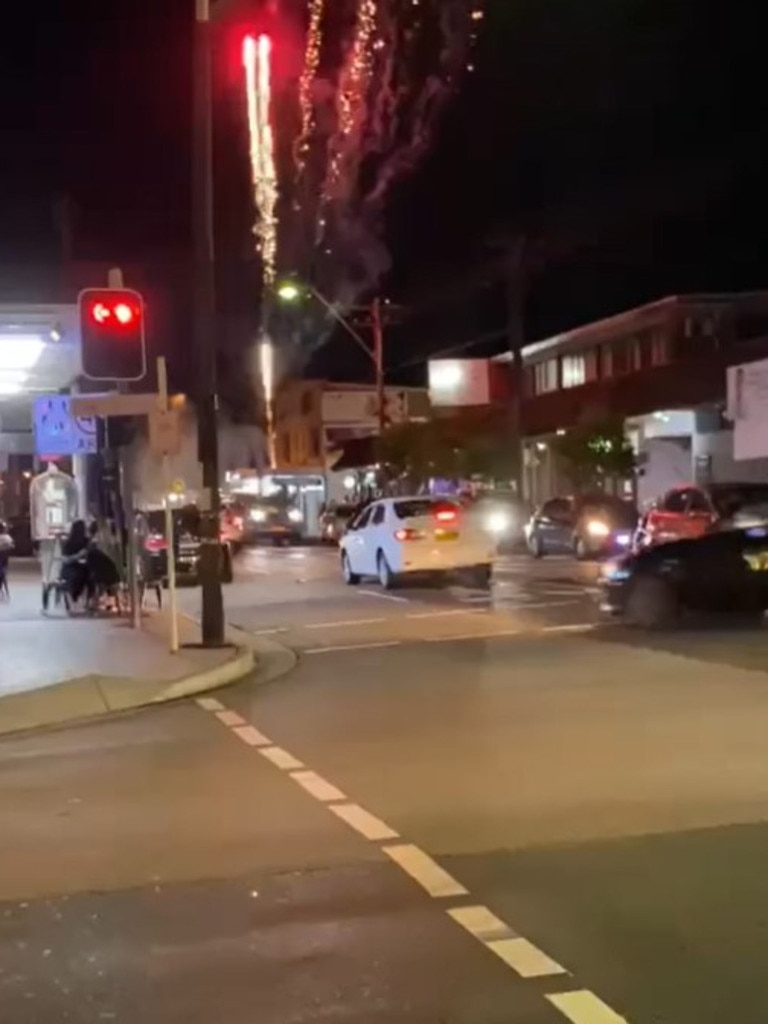 Firework shot from a car in celebration of the events in Israel. Picture: Facebook