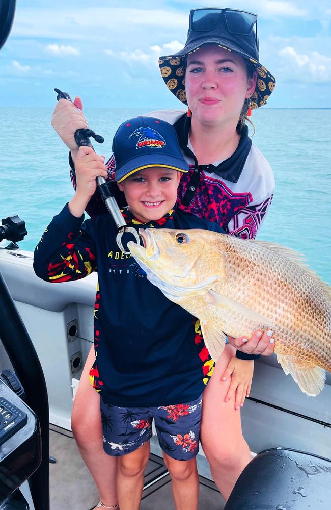 Seven Spirit Bay delivered a terrific golden snapper for Eli Carroll and Holly Beath. Picture: Supplied