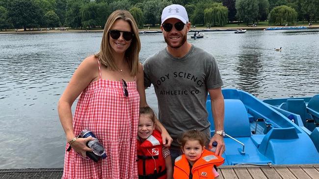 David and Candice Warner with children Ivy Mae and Indy Rae in London. Picture: Instagram