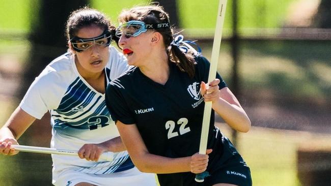 Rhyannon Bergin is a great left handed player who is about to represent Australia. Picture: Australian Lacrosse Network and Lacrosse Victoria.