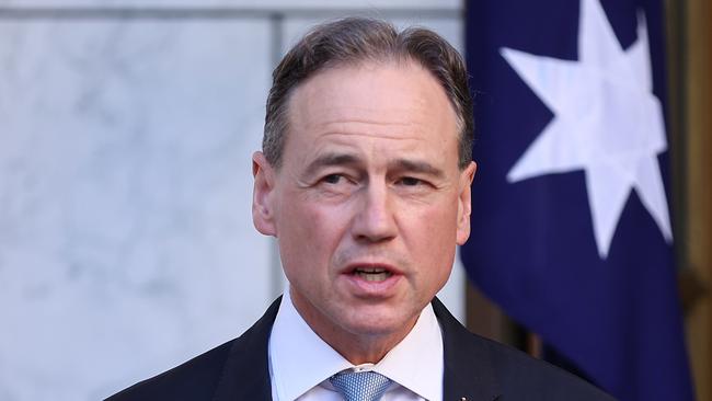 CANBERRA, AUSTRALIA - NewsWire Photos, AUGUST 09 2021:  Greg Hunt during a press conference at Australian Parliament House, Canberra. Picture: NCA NewsWire / Gary Ramage