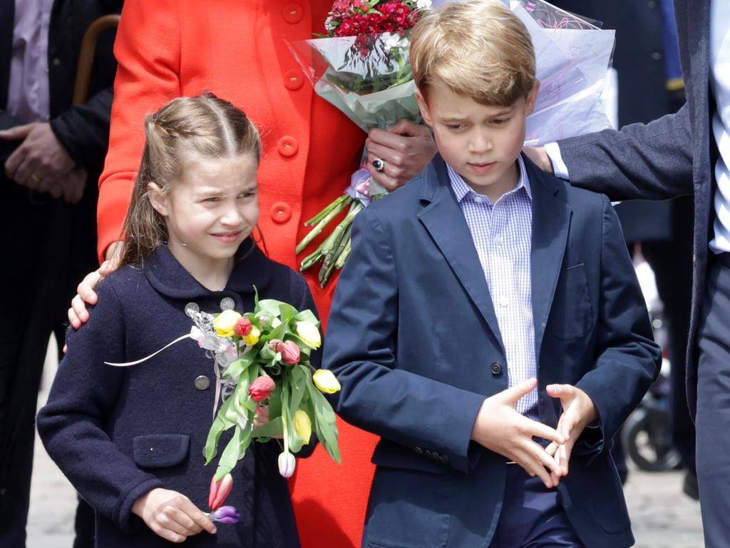 Princess Charlotte of Cambridge and Prince George of Cambridge during a visit to Cardiff Castle. Picture: Chris Jackson/Getty Images