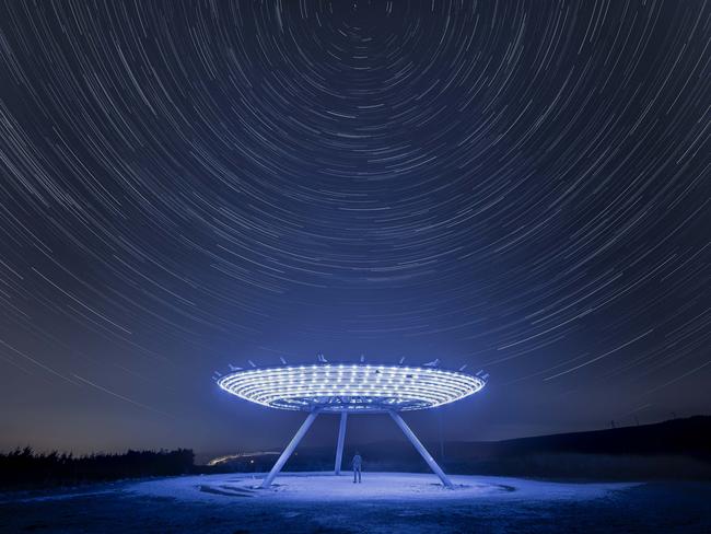 Close Encounters of The Haslingden Kind by Katie McGuinness. This image won highly commended in the People and Space category. Haslingden’s Halo is a sculpture illuminated by hundreds of LEDs located in northern England. More than 150 images taken over an hour were combined to show the apparent rotation of stars around Polaris.