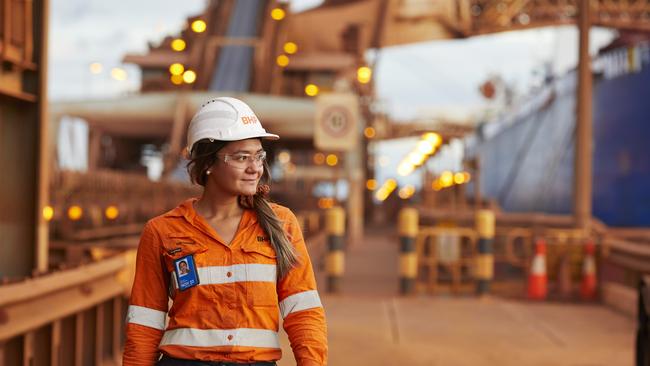 Team leader Georgia Brockman at BHP’s Port Hedland operation in Western Australia.