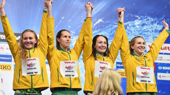 Ariarne Titmus, Emma McKeon, Mikkayla Sheridan and Madeline Groves