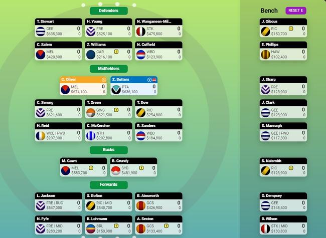 Sam Landsberger's 2024 SuperCoach team.