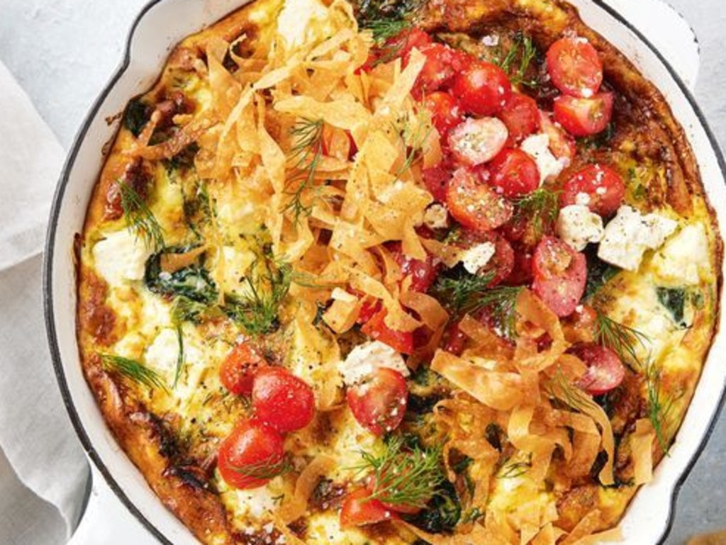 Egg spanakopita frittata.