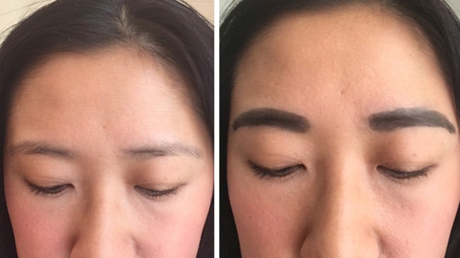 Carla's brows, before and after. Picture: Supplied