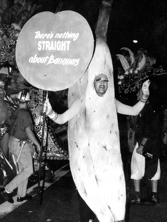 A man in a banana suit at the 1993 Mardi Gras. Pic: Tracey Haslam.